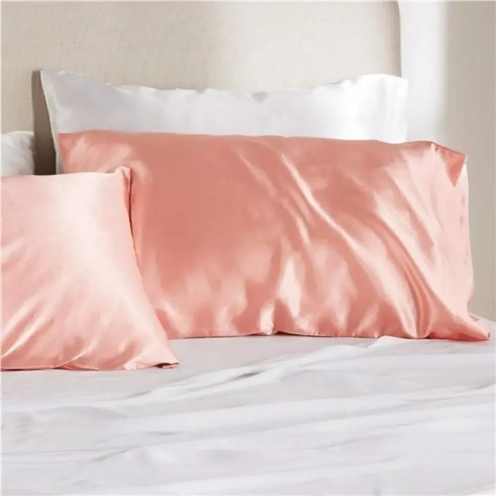 👉 2 King Size Satin Pillowcase Peach Pearl Silky  for Hair $Skin 20x36 Inches,